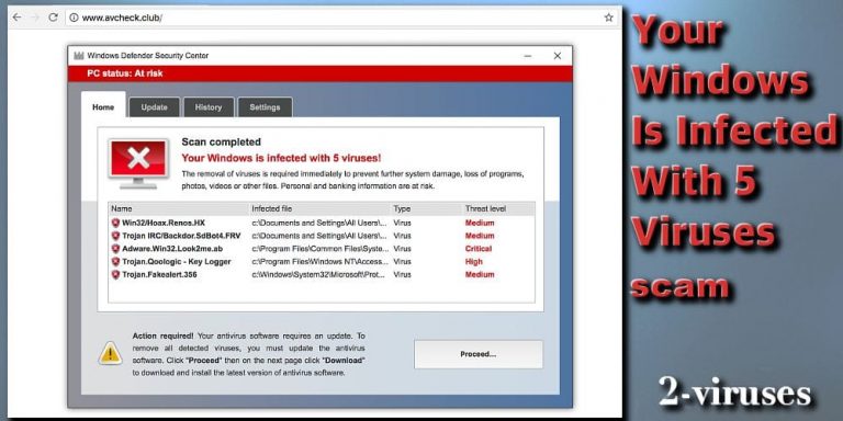 Your Windows Is Infected With 5 Viruses! Scam – How To Remove ...